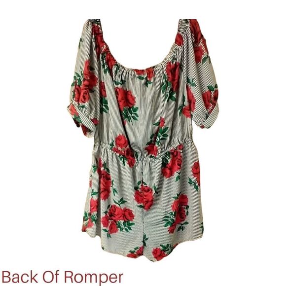 Hint Of Blush New  Women's Off shoulder Floral Striped Romper Plus Size 3X - Picture 8 of 12